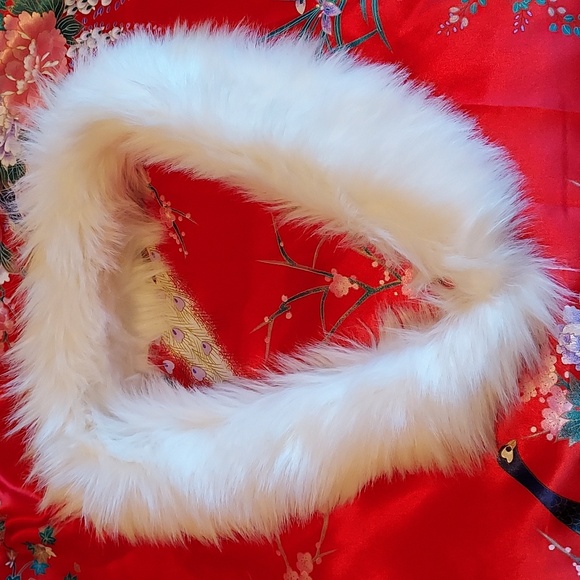 Vintage Trixie + LULU Ivory White Faux Fur Convertible Cardigan Sweater Size L - Picture 7 of 9